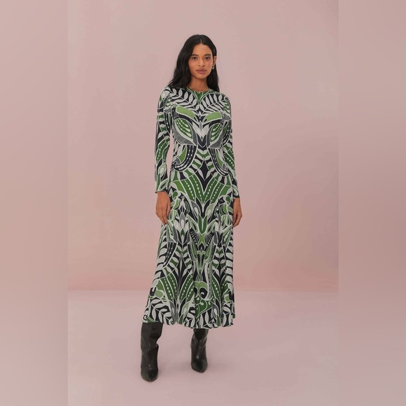 FARM Rio Black Lace Nature Midi Dress - threedaughtersproperties.com